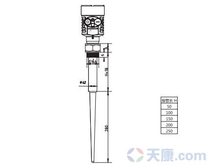 棒式雷達(dá)物位計(jì)外型尺寸圖